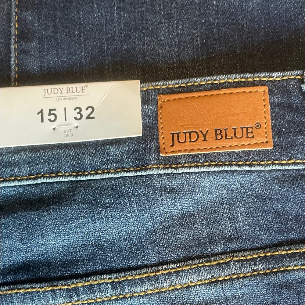 Judy Blue Dark Blue Denim Jeans with Brown Patch